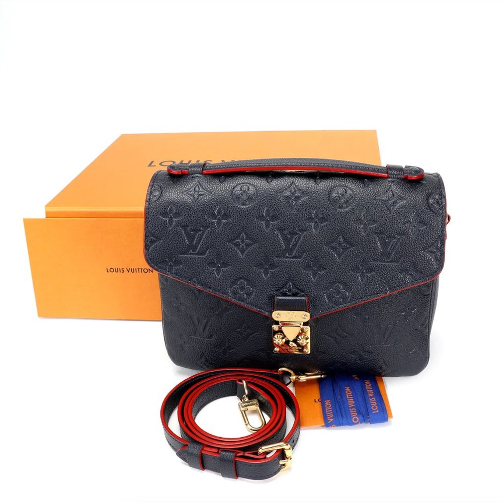 Louis Vuitton Blue embossed Monogram Crossbody with Red Trim